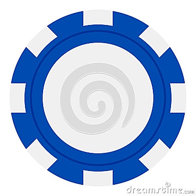 Blue Poker Chip Flat Icon Isolated on White Vector Illustration