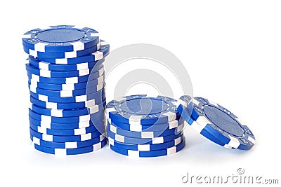 Blue poker chips Stock Photo