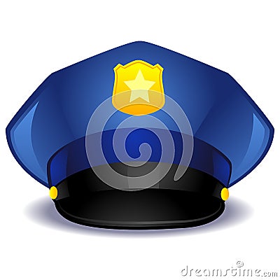 Blue Police Hat Vector Illustration