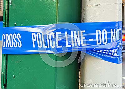 Blue police line Stock Photo