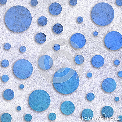 Blue polka dots on white background, abstract circle shapes with texture Stock Photo