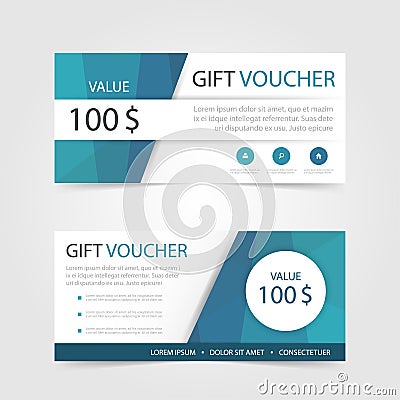Blue polygon Gift voucher template with colorful pattern,cute gift voucher certificate coupon Vector Illustration