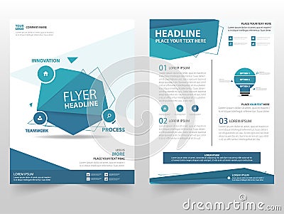 Blue polygon vector Brochure Leaflet Flyer template design, book cover layout design, abstract business presentation template, a4 Vector Illustration