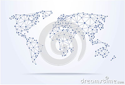 Polygonal world map Stock Photo