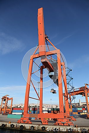 Blue Port Crane Stock Photo