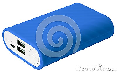 Blue portable battery isolated Stock Photo