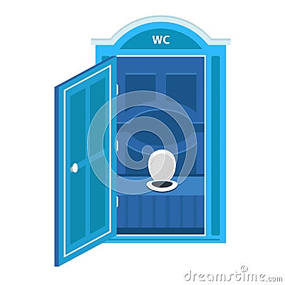 Blue portable dry closet cubicle. Vector Illustration