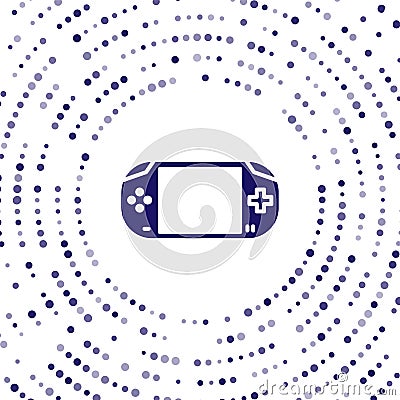 Blue Portable video game console icon isolated on white background. Gamepad sign. Gaming concept. Abstract circle random Vector Illustration