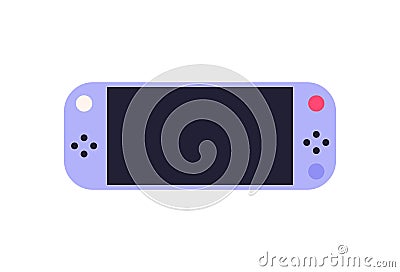 Blue portable wireless game console, screen and buttons flat style Vector Illustration