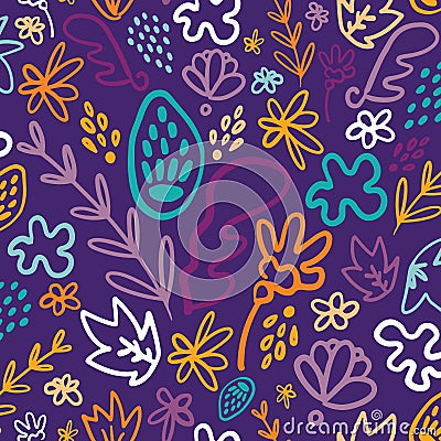 Blue potpourri floral seamless pattern Vector Illustration