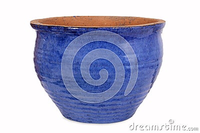 Blue pottery flower pot Stock Photo