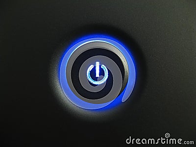 Blue power button Stock Photo