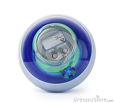 Blue power gyro ball, training simulator for hand Stock Photo