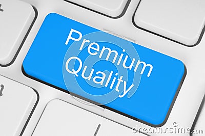 Blue premium quality button Stock Photo