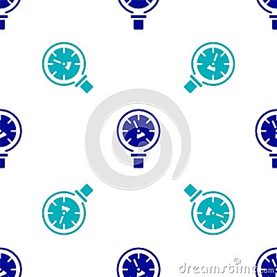 Blue Pressure water meter icon isolated seamless pattern on white background. Vector Vector Illustration