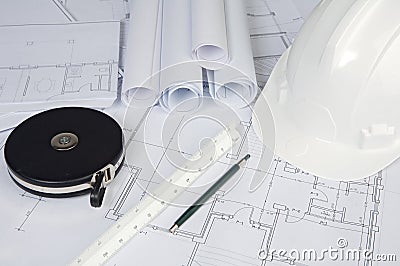 Blue prints home Plans Stock Photo