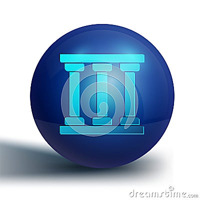 Blue Prison window icon isolated on white background. Blue circle button. Vector Vector Illustration