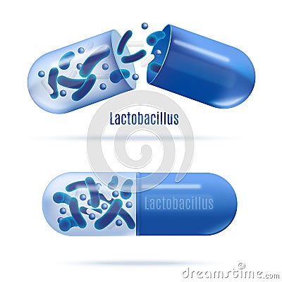 Medicines with Probiotic Bacteria Realistic Vector Vector Illustration