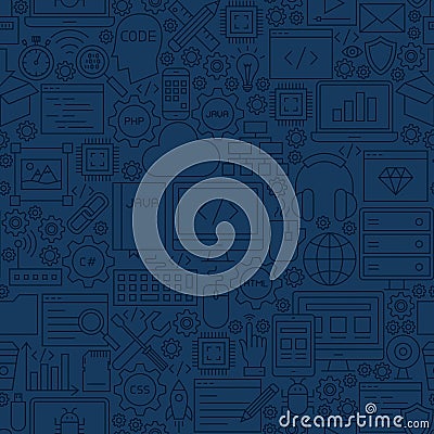 Blue Programming Line Tile Pattern Vector Illustration