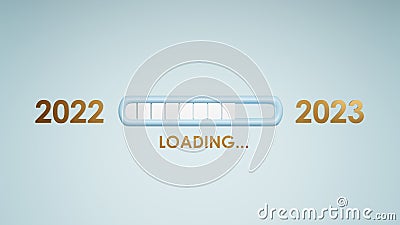 Blue progress bar loading from 2022 to 2023 Stock Photo
