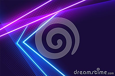 Blue and purple neon lights glowing background Vector Illustration