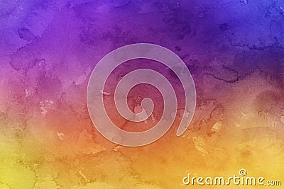 blue and purple and orange watercolor colorful bright ink and watercolor textures brushed painted abstract background. brush Stock Photo