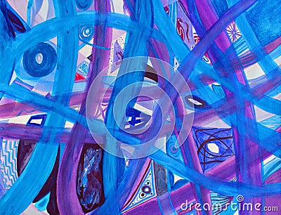 Blue, Purple Paths Abstract Background Stock Photo