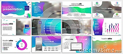 Blue purple pink presentation templates elements on a white background. Vector Illustration