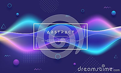 Blue, purple, pink vector background. Abstract wave vector background with bright gradient color Vector Illustration