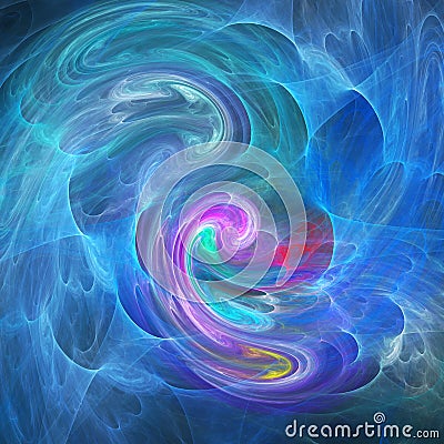 Blue and purple smog illustration. Chemical smoke flow fractal abstraction Cartoon Illustration