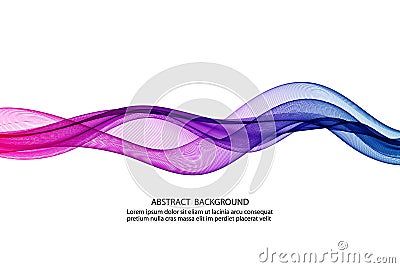 Blue purple transparent wavy wave on abstract background. Wave horizontal vector design Stock Photo