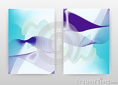 Blue purple waved lines abstract design of annual report, brochure, flyer, poster. purple waved on blue background vector Vector Illustration