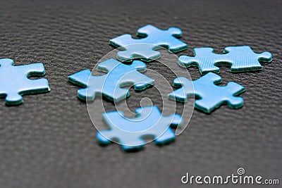 Blue Puzzle Pieces Stock Photo