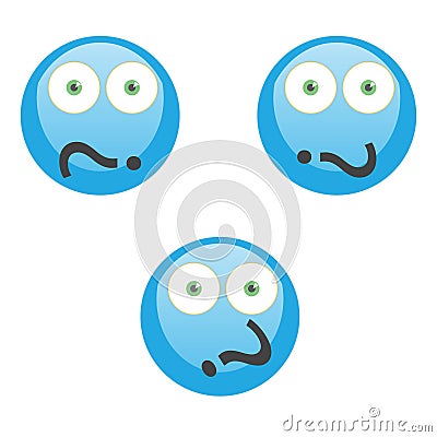 Blue Question Mark Character Thinking Stock Photo