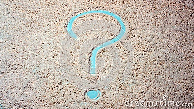 Blue question mark, texture powder with a question mark Stock Photo