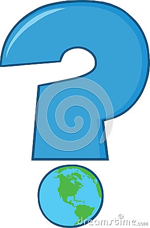Blue Question Mark With World Globe Stock Photo