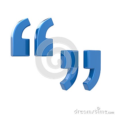 Blue quote sign icon 3d illustration Cartoon Illustration