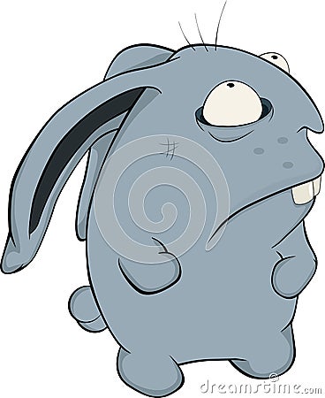 Blue rabbit. Cartoon Vector Illustration