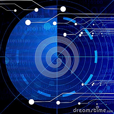 Blue radar screen Stock Photo