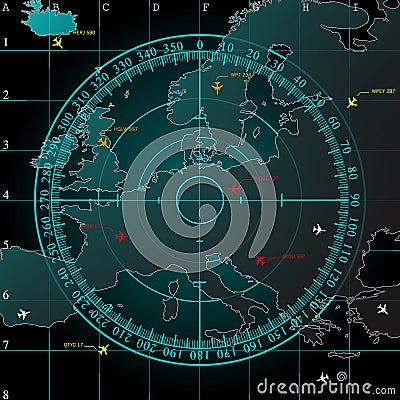 Blue radar screen Vector Illustration