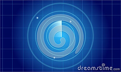 Blue radar screen. Vector illustration Cartoon Illustration