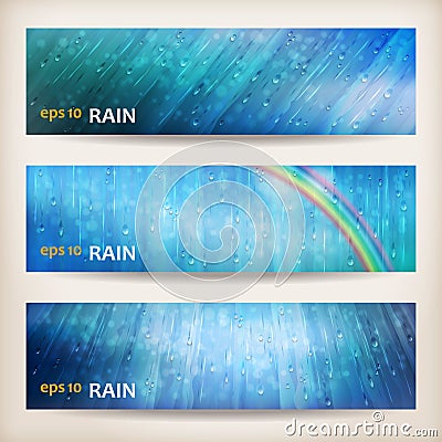 Blue rain banners Abstract water background design Vector Illustration