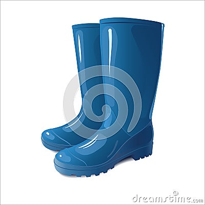 Blue rain boots Vector Illustration