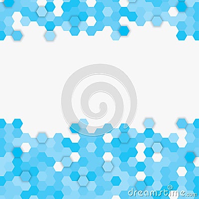 Blue random hexagon mosaic or tiles background. Vector Illustration