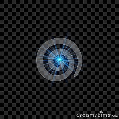 Blue realistic Flash with Rays and Glowing Vector Illustration