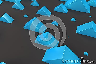 Blue rectangular shapes of random size on black background Cartoon Illustration