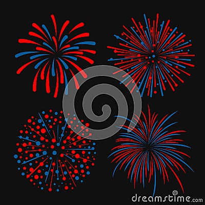 Blue and red abstract firework 4 style vector design Vector Illustration