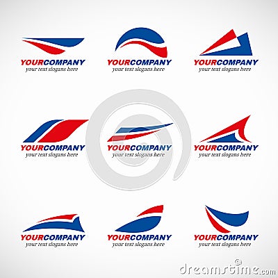 Blue and red airplane logo vector design Vector Illustration