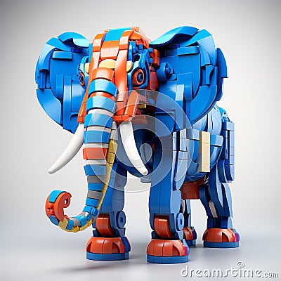 Blue And Red Modular Constructivism Elephant With Low Depth Of Field Stock Photo