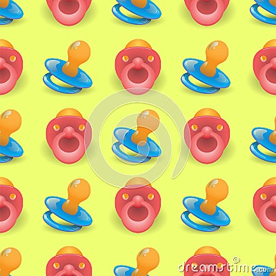 Blue Red Nipple Seamless Pattern Vector Illustration